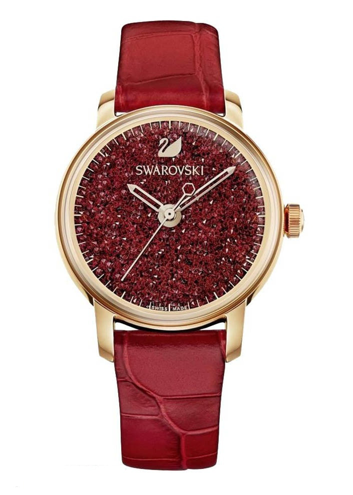 Swarovski Crystalline Hours Red Crystal Dial Red Leather Strap Watch for Women - 5295380 Watches Swarovski   