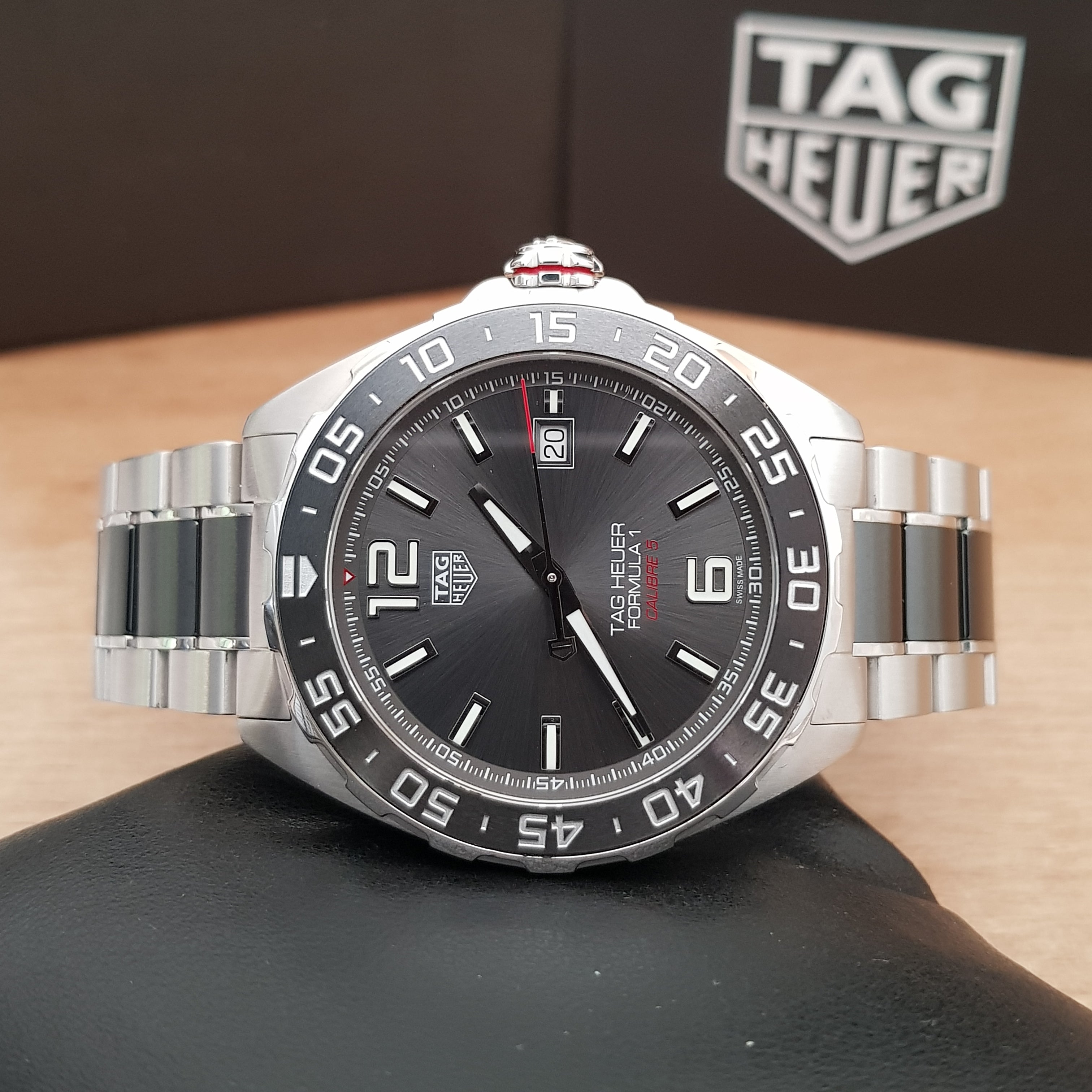 Tag Heuer Formula 1 Calibre 5 Chronograph Anthracite Dial Silver Steel Strap Watch for Men - WAZ2011.BA0842 Watches Tag Heuer   