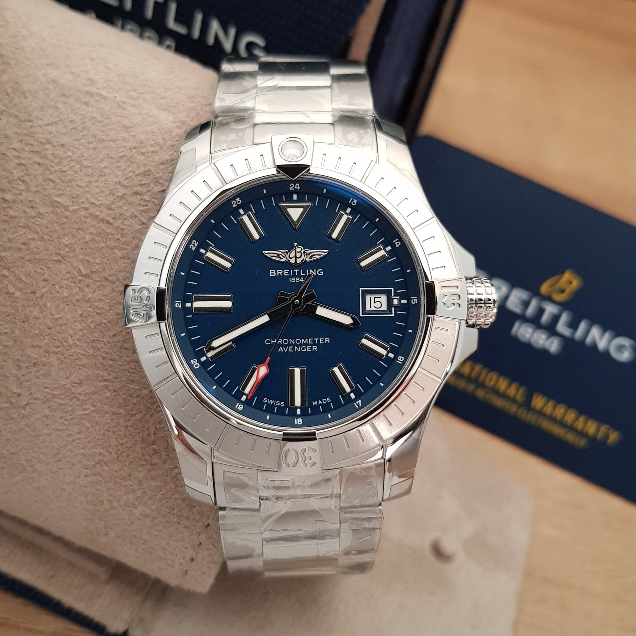 Breitling Avenger Automatic 43mm Blue Dial Silver Steel Strap Watch for Men - A17318101C1A1 Watches Breitling   