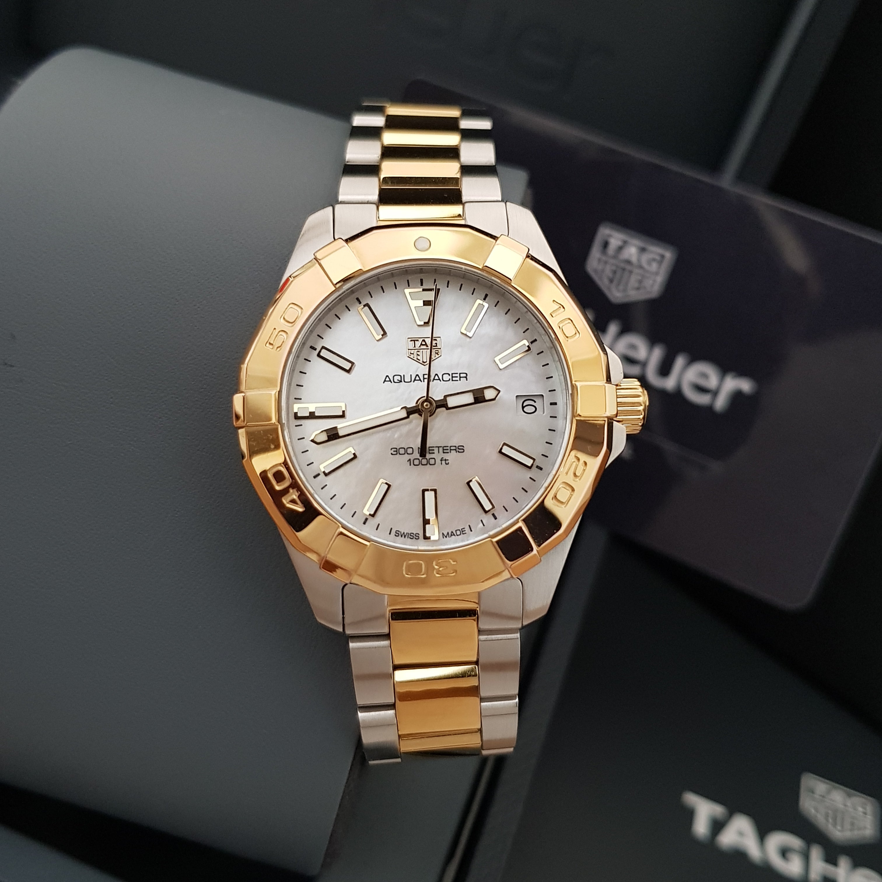 Tag Heuer Aquaracer Mother of Pearl Dial Two Tone Steel Strap Watch for Women - WBD1320.BB0320 Watches Tag Heuer   