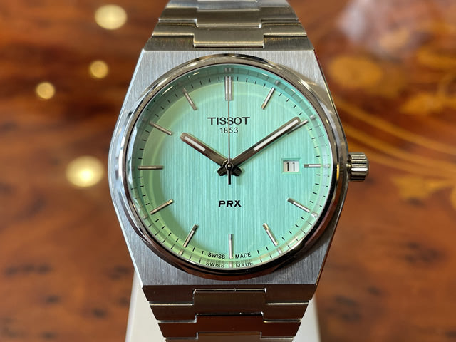 Tissot PRX Quartz Light Green Dial Stainless Steel Strap Watch for Men - T137.410.11.091.01 Watches Tissot   