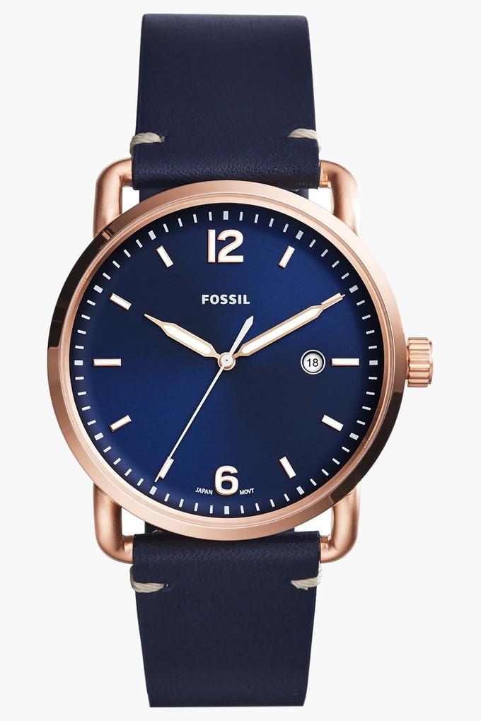 Fossil The Commuter Blue Dial Blue Leather Strap Watch for Men - FS5274 Watches Fossil   