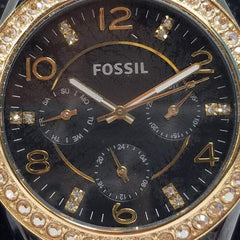 Fossil Riley Black Dial Black Leather Strap Watch for Women - ES3696 Watches Fossil   