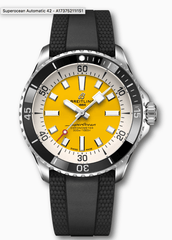 Breitling Superocean Automatic 42mm Yellow Dial Black Rubber Strap Watch for Men - A17375211/1S1 Watches Breitling   