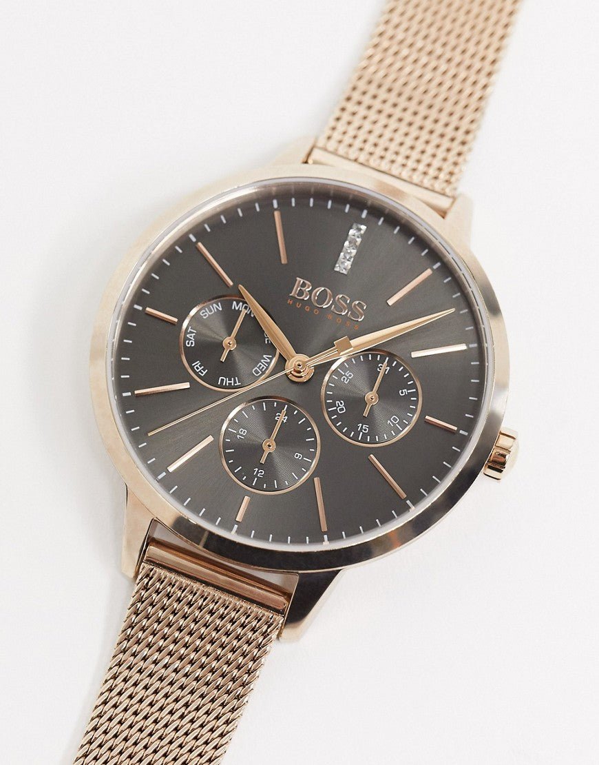 Hugo Boss Symphony Grey Dial Gold Mesh Bracelet Watch for Women - 1502424 Watches Hugo Boss   
