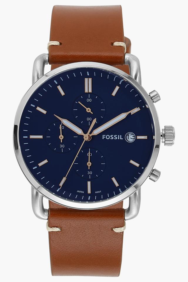 Fossil The Commuter Blue Dial Brown Leather Strap Watch for Men - FS5401 Watches Fossil   