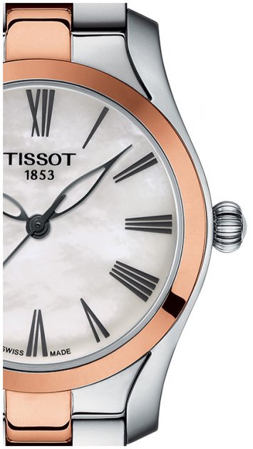 Tissot T Wave Mother of Pearl Dial Two Tone Stainless Steel Strap Watch For Women - T112.210.22.113.01 Watches Tissot   