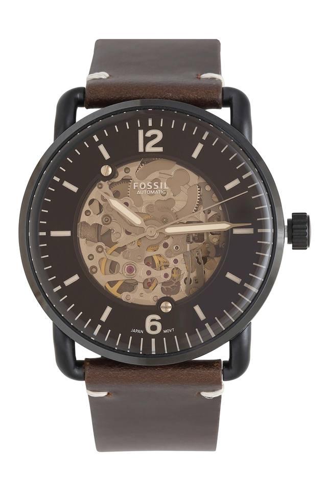 Fossil Commuter Automatic Black Dial Brown Leather Strap Watch for Men - ME3158 Watches Fossil   