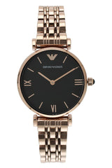 Emporio Armani Gianni T-Bar Black Dial Rose Gold Strap Watch For Women - AR11145 Watches Emporio Armani   