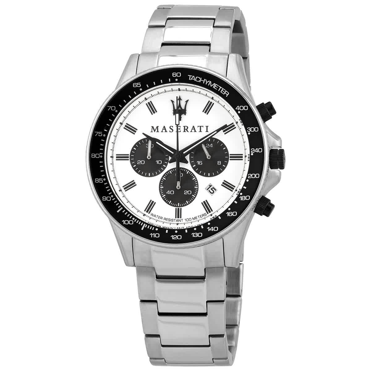 Maserati SFIDA Chronograph Quartz White Dial Watch For Men - R8873640003 Watches Maserati   