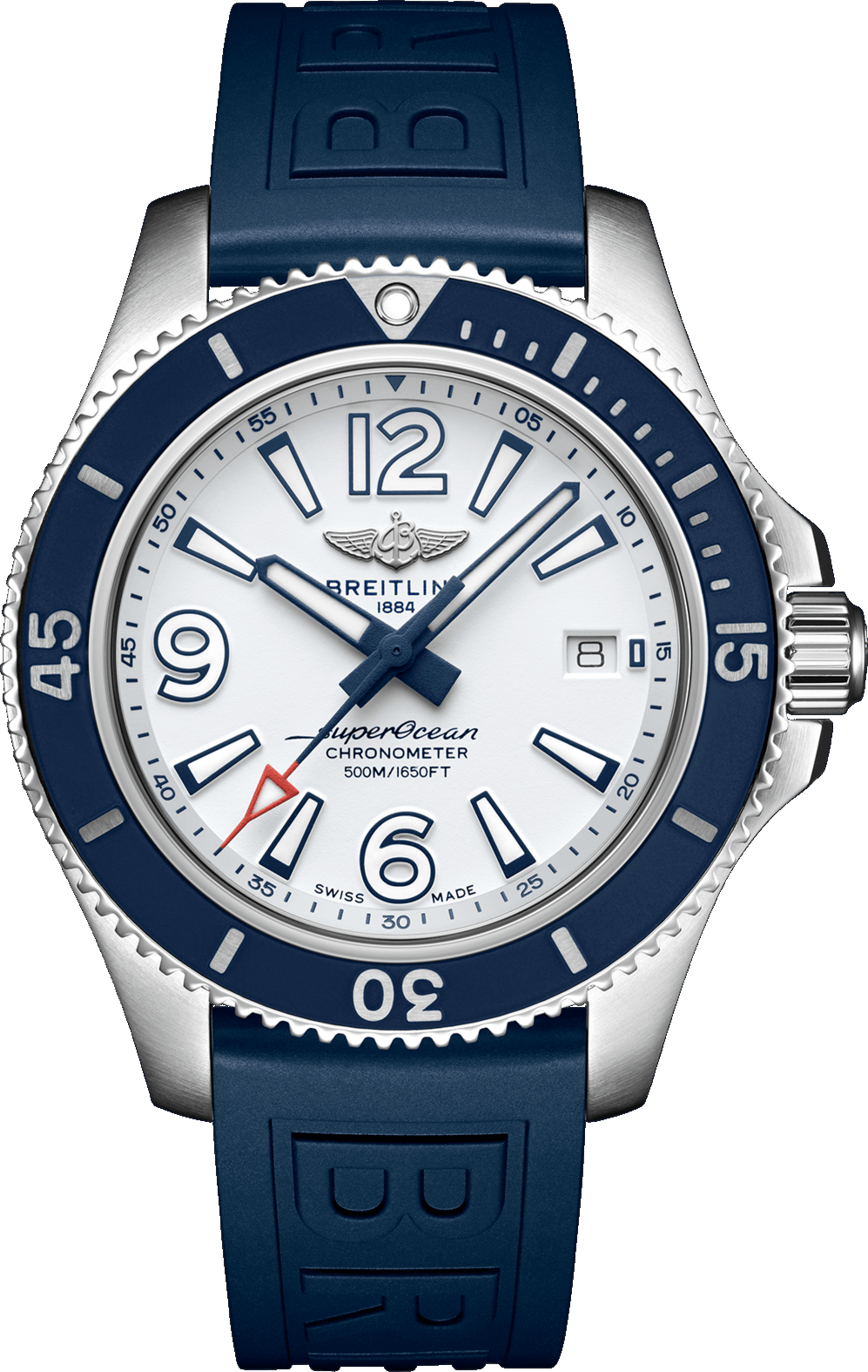 Breitling Superocean II Automatic 42mm White Dial Blue Rubber Strap Watch for Men - A17366D81A1S2 Watches Breitling   