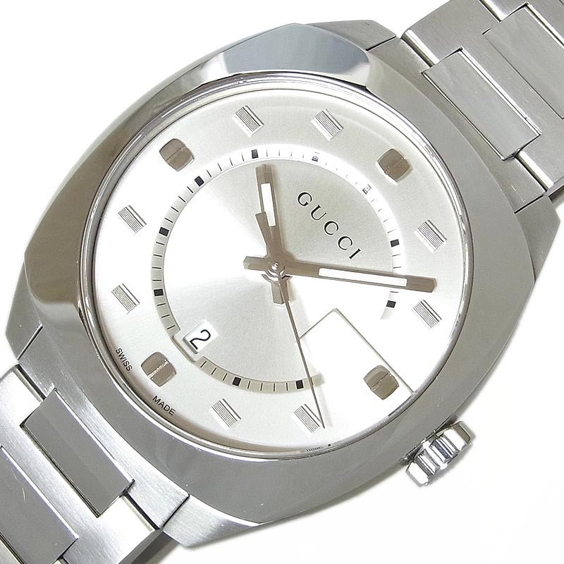 Gucci GG2570 Silver Dial Silver Steel Strap Watch For Men - YA142308 Watches Gucci   