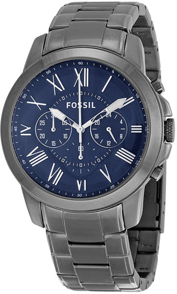 Fossil Grant Chronograph Blue Dial Grey Steel Strap Watch for Men - FS4831 Watches Fossil   