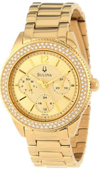 Bulova Multi Function Gold Dial Gold Steel Strap Watch for Women - 97N102 Watches Bulova   