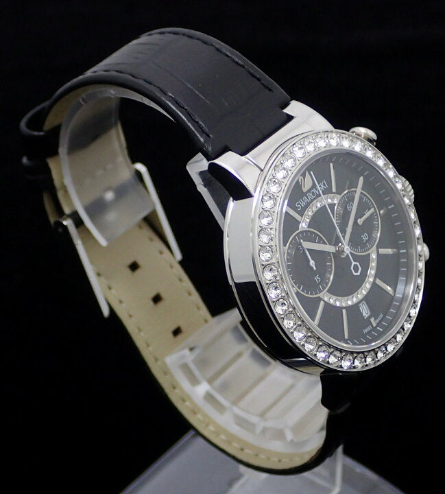 Swarovski Citra Sphere Chronograph Black Dial Black Leather Strap Watch for Women - 5027131 Watches Swarovski   