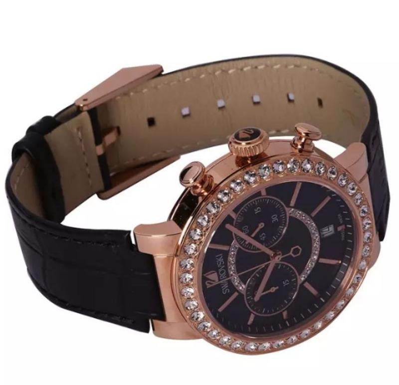 Swarovski Citra Sphere Chronograph Black Dial Black Leather Strap Watch for Women - 5055209 Watches Swarovski   