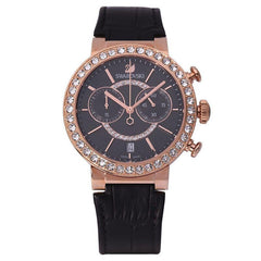 Swarovski Citra Sphere Chronograph Black Dial Black Leather Strap Watch for Women - 5055209 Watches Swarovski   