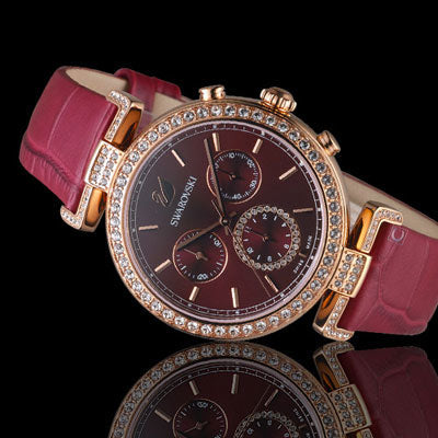Swarovski Era Journey Red Dial Red Leather Strap Watch for Women - 5416701 Watches Swarovski   