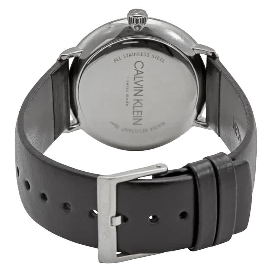 Calvin Klein High Noon Quartz White Dial Black Leather Strap Watch for Men - K8M211C6 Watches Calvin Klein   