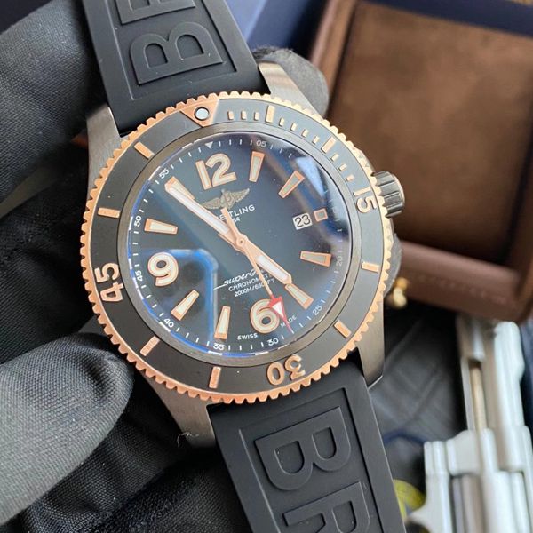 Breitling Superocean Automatic 46mm Black Dial Black Rubber Strap Watch for Men - U17368221B1S1 Watches Breitling   