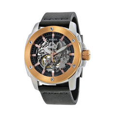 Fossil Modern Machine Automatic Skeleton Dial Black Leather Strap Watch for Men - ME3082 Watches Fossil   