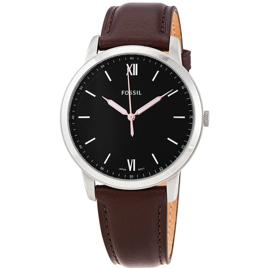 Fossil The Minimalist 3H Black Dial Brown Leather Strap Watch for Men - FS5464 Watches Fossil   