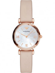 Emporio Armani Mother of Pearl Dial Beige Leather Strap Watch For Women - AR11004 Watches Emporio Armani   