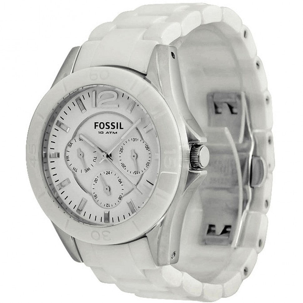 Fossil Ceramic White Dial White Steel Strap Watch for Women - CE1002 Watches Fossil   