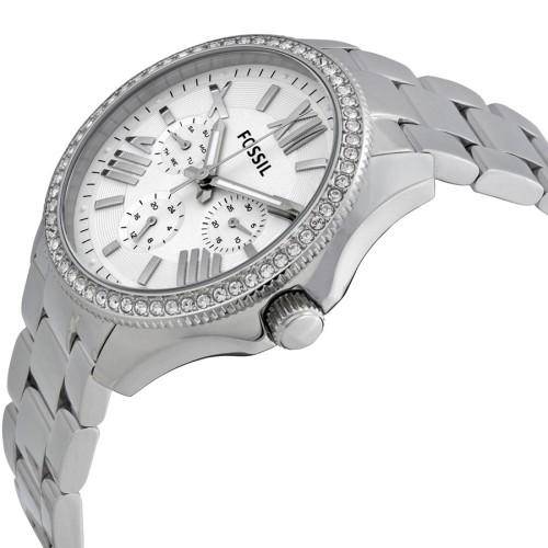 Fossil Cecile Chronograph Silver Dial Silver Steel Strap Watch for Women - AM4481 Watches Fossil   