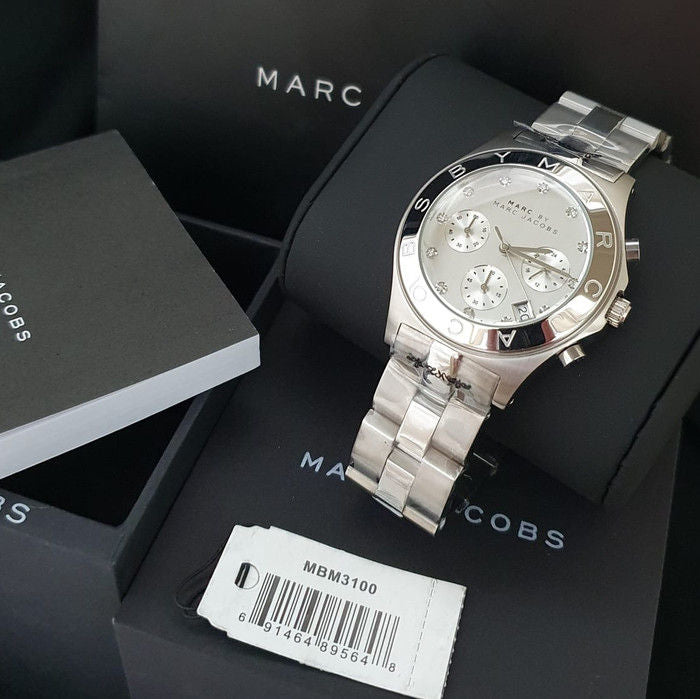 Marc Jacobs Blade White Dial SIlver Stainless Steel Strap Watch for Women - MBM3100 Watches Marc Jacobs   