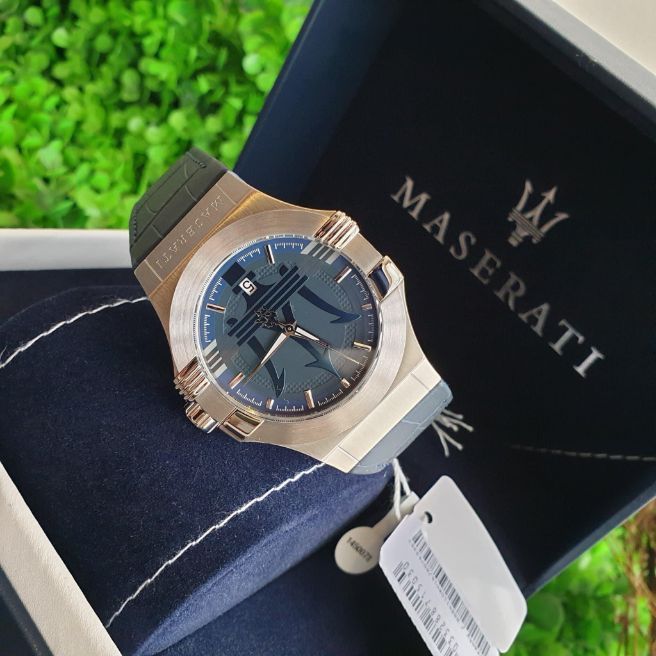 Maserati Potenza Blue Dial Blue Leather Strap Watch For Men - R8851108015 Watches Maserati   