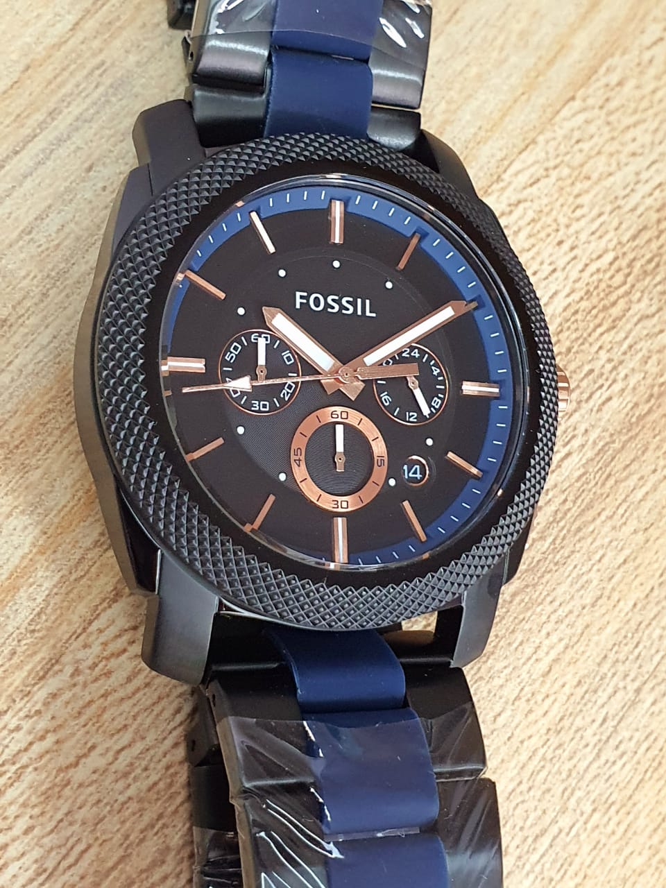 Fossil Machine Chronograph Black Dial Two Tone Steel Strap Watch for Men - FS5164 Watches Fossil   