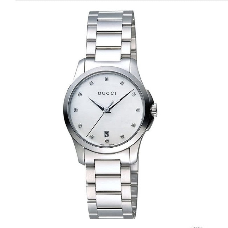 Gucci G Timeless Mother of Pearl Dial Silver Steel Strap Watch For Women - YA126542 Watches Gucci   