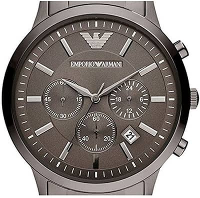 Emporio Armani Classic Chronograph Brown Dial Stainless Steel Gunmetal Strap Watch For Men - AR2454 Watches Emporio Armani   