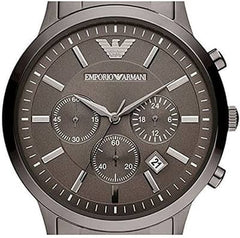 Emporio Armani Classic Chronograph Brown Dial Stainless Steel Gunmetal Strap Watch For Men - AR2454 Watches Emporio Armani   