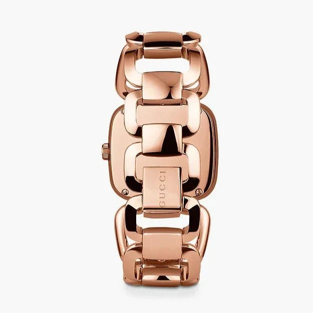 Gucci G Gucci Black Dial Rose Gold Steel Strap Watch For Women - YA125409 Watches Gucci   