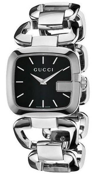 Gucci G Gucci Black Dial Silver Steel Strap Watch For Women - YA125407 Watches Gucci   