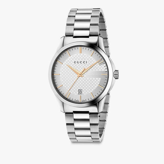 Gucci G Timeless Silver Dial Silver Steel Strap Unisex Watch - YA126442 Watches Gucci   