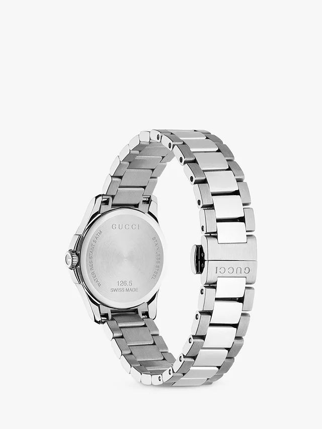 Gucci G Timeless Brown Dial Silver Steel Strap Watch For Women - YA126526 Watches Gucci   