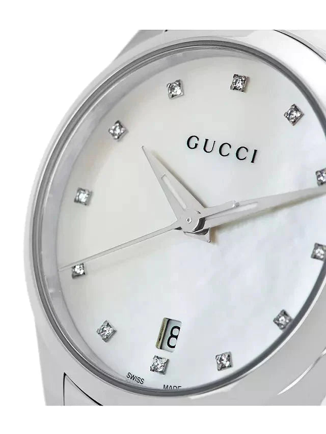 Gucci G Timeless Mother of Pearl Dial Silver Steel Strap Watch For Women - YA126542 Watches Gucci   