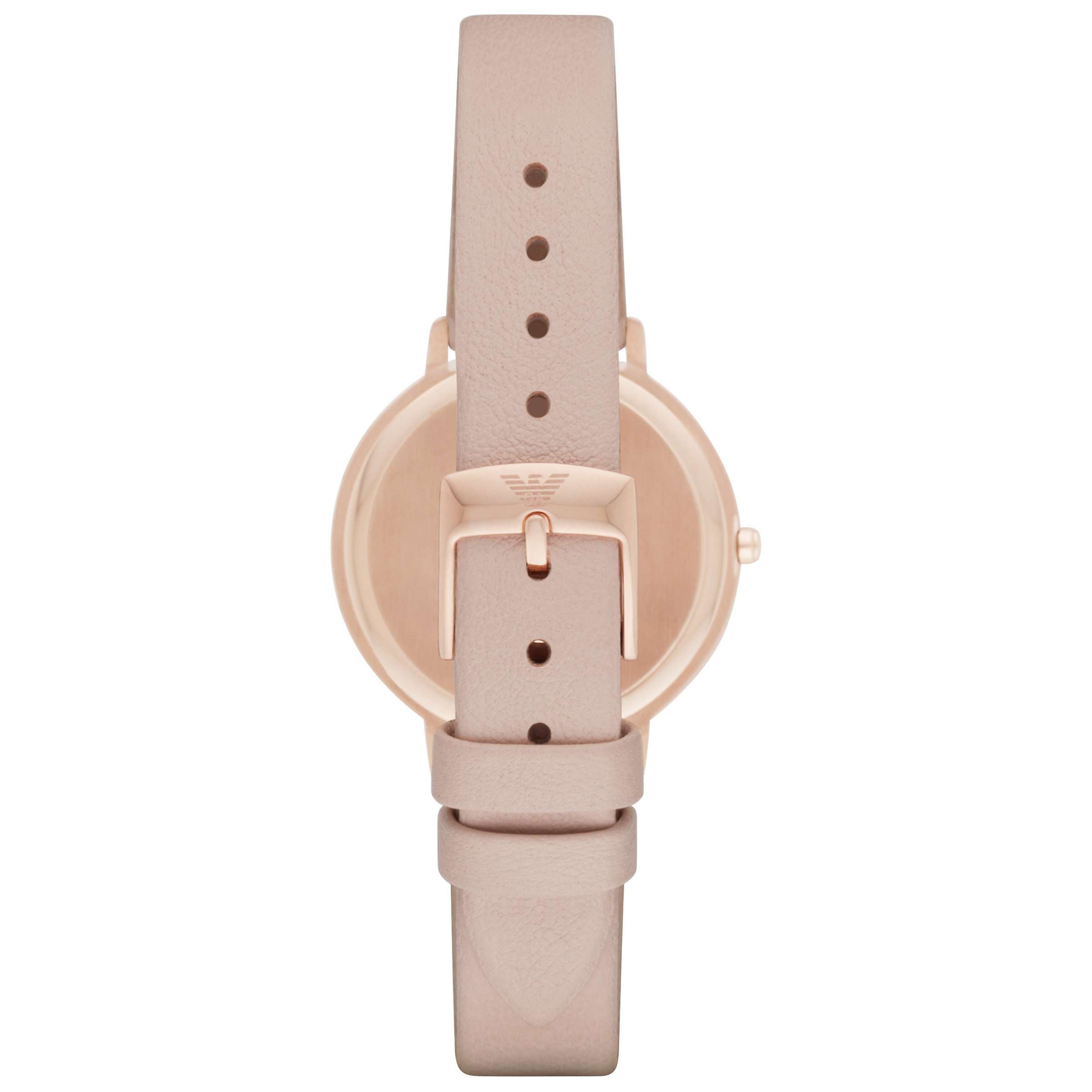 Emporio Armani Kappa Rose Gold & White Dial Beige Nude Leather Strap Watch For Women - AR2510 Watches Emporio Armani   