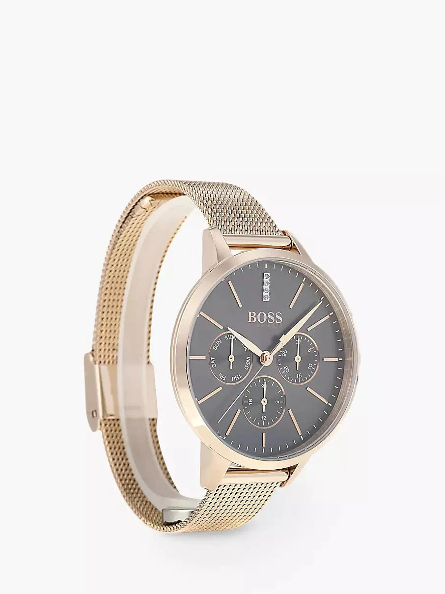 Hugo Boss Symphony Grey Dial Gold Mesh Bracelet Watch for Women - 1502424 Watches Hugo Boss   