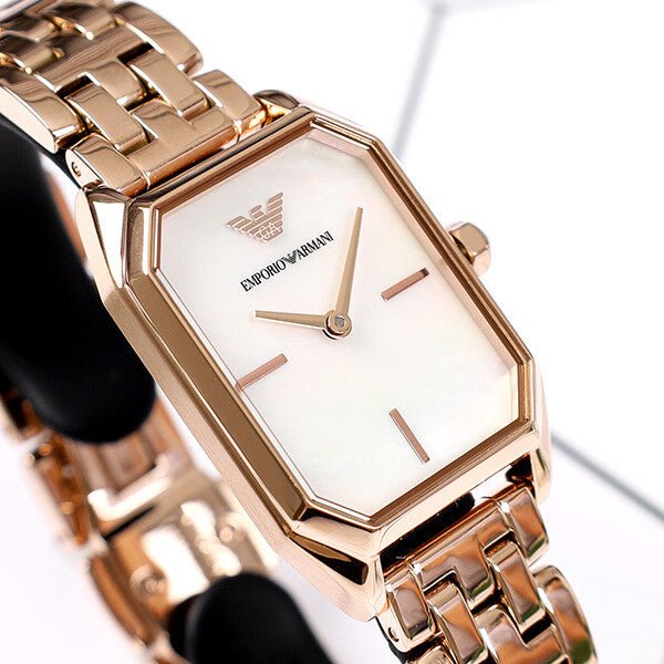 Emporio Armani Giola White Mother of Pearl Dial Rose Gold Stainless Steel Strap Watch For Women - AR11147 Watches Emporio Armani   