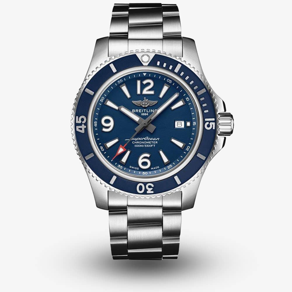 Breitling Superocean Automatic 42mm Blue Dial Silver Steel Strap Watch for Men - A17366D81C1A1 Watches Breitling   