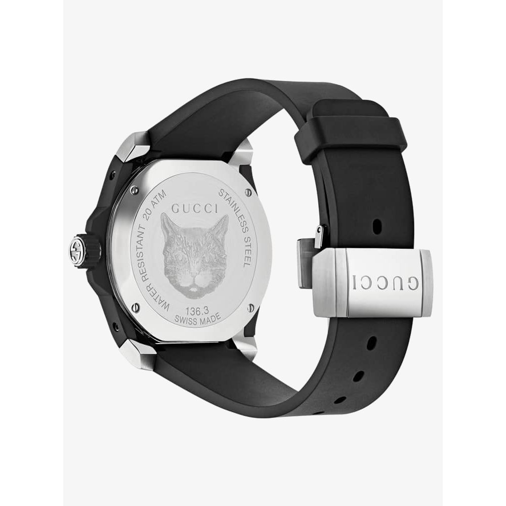 Gucci Dive Feline Black Dial Black Rubber Strap Watch For Men - YA136320 Watches Gucci   