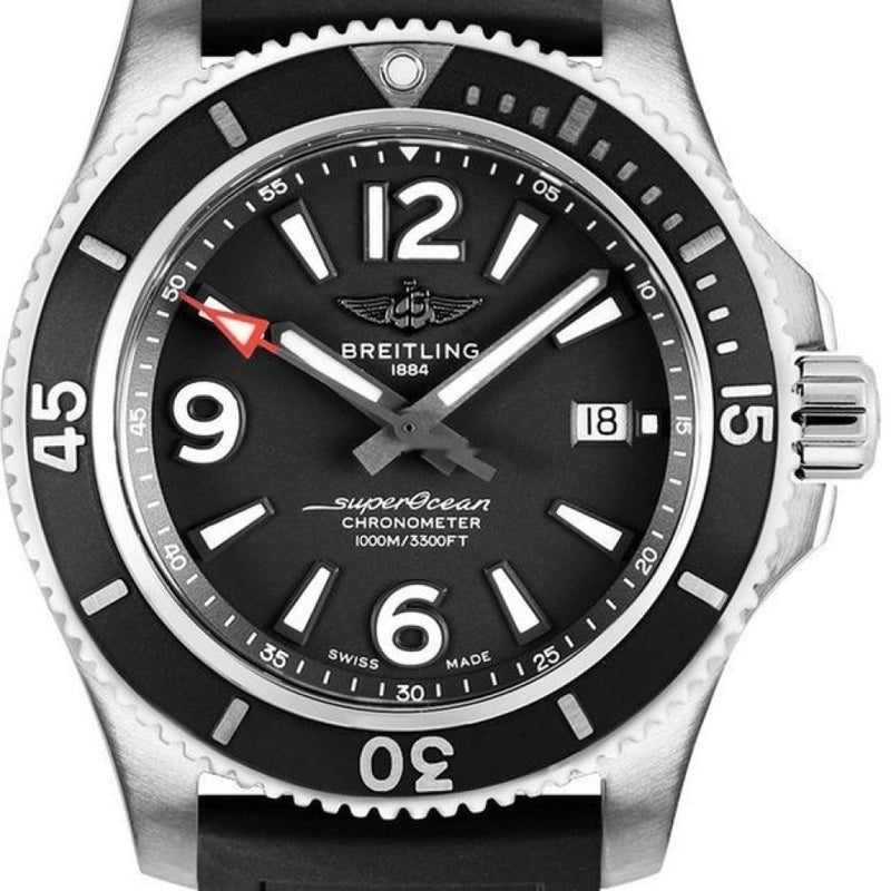 Breitling Superocean II 44mm Black Dial Black Rubber Strap Watch for Men - A17367D71B1S2 Watches Breitling   
