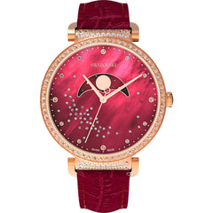 Swarovski Passage Moon Phase Red Dial Red Leather Strap Watch for Women - 5613323 Watches Swarovski   