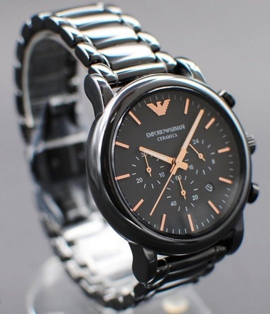 Emporio Armani Luigi Ceramic Chronograph Black Dial Black Strap Watch For Men - AR1509 Watches Emporio Armani   