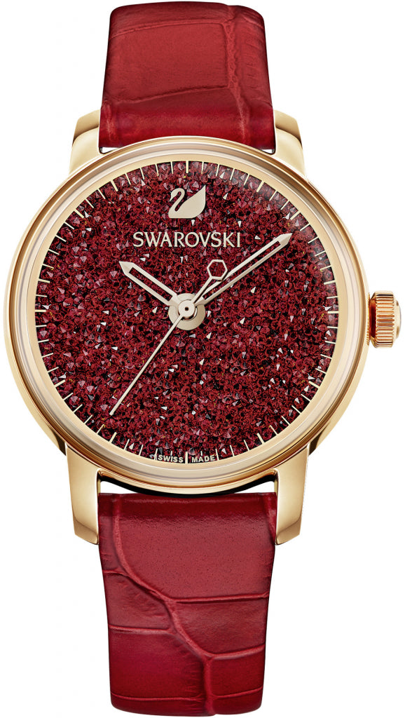 Swarovski Crystalline Hours Red Crystal Dial Red Leather Strap Watch for Women - 5295380 Watches Swarovski   