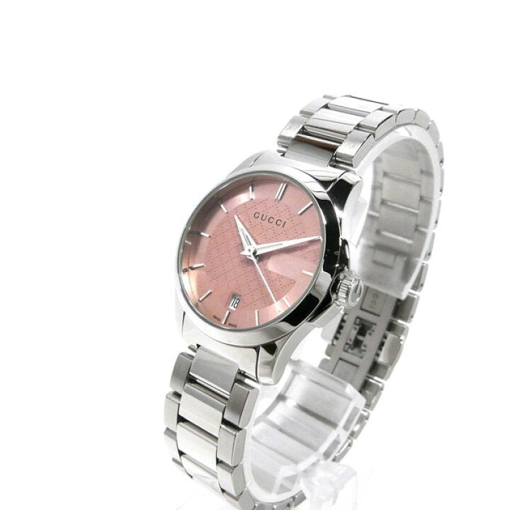 Gucci G Timeless Pink Dial Silver Steel Strap Watch For Women - YA126524 Watches Gucci   